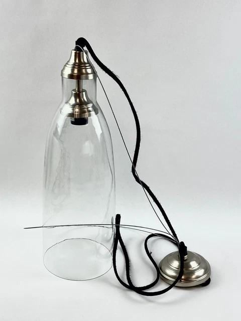 Kalalou Cap And Canopy Pendant Lamp Glass with Brushed Silver CNNL1004 6 x 18 in