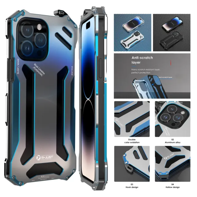 Aluminum Metal Frame Shockproof Hard Case For iPhone 15 Pro Max 14 13 12 11 XSXR