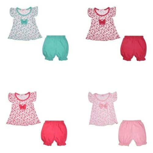 Vestito per Bambina Maglietta e Pantaloncini Set Neonato Floreale Estivo Casual