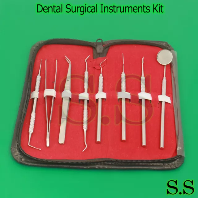 Dental Surgical Instruments Kit Probe Tweezers Scalers Dentist Tools 8pc PR-156