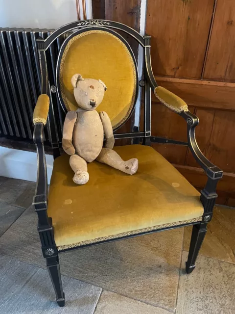 Vintage 19th century chair with gold velvet upholstery