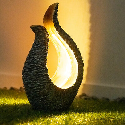 Lampe Solaire Éclairage D'Extérieur de Jardin Or Gris Table Design Sculpture