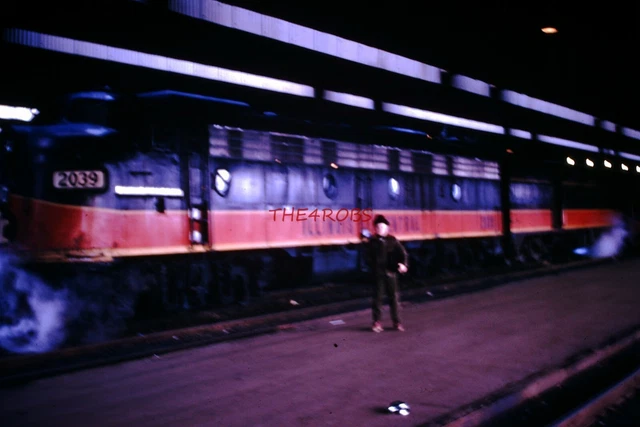 Original 1971 Illinois Central Passenger Train Chicago IC Station Slide #6217