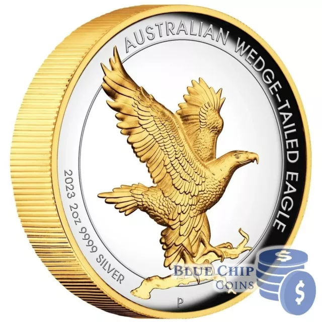 2023 $2 Australian Wedge-Tailed Eagle 2oz Silver Proof High Relief Gilded Coin