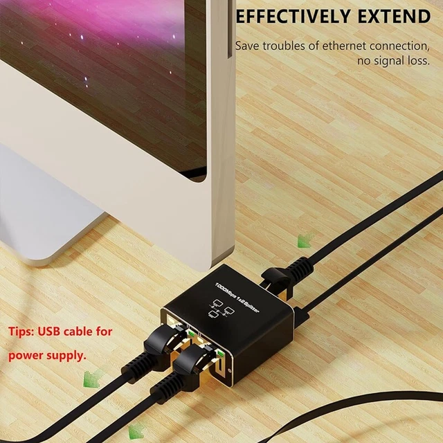 Répartiteur Ethernet RJ45 1 Mâle Vers 2 Femelles - 30 Cm - Compatible Cat5 à Cat8 - Pour Partager Une Connexion (un Appareil à La Fois) - 4
