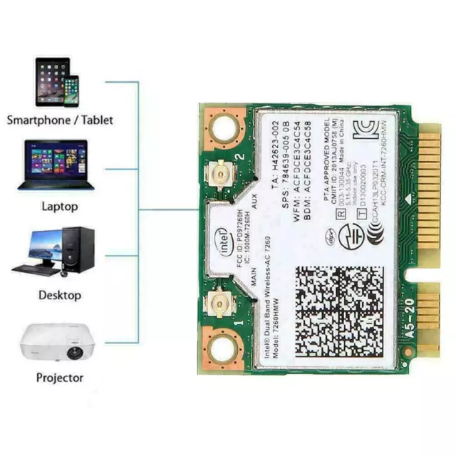 Intel Wireless-AC 7260HMW Network Card Half Mini PCIe ! Wifi Q4C9 J9K Card .AU