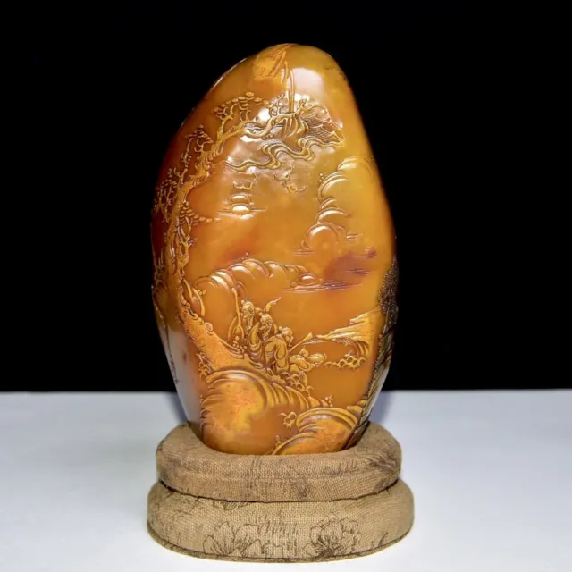 Chinese Exquisite Handmade Landscape figure carving Shoushan Stone Statue Seal