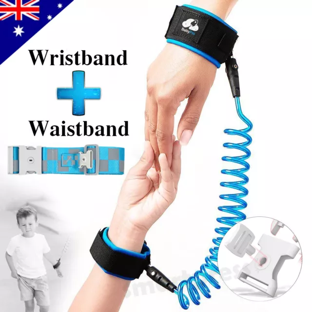 Kids Baby Harness Anti-Lost Wrist Band Child Safety Strap Waist Leash With Lock