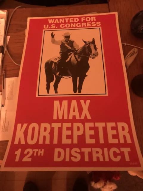 Vintage Congressional Campaign Poster NJ District 12 1990 Carl Max Kortepeter 2