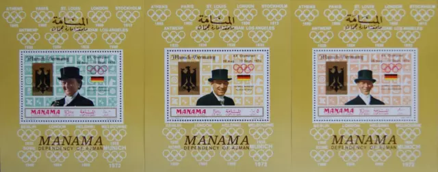 AJMAN MANAMA 1969 Block B-D 36 A Olympics Olympia 1972 München Munich Reiter **