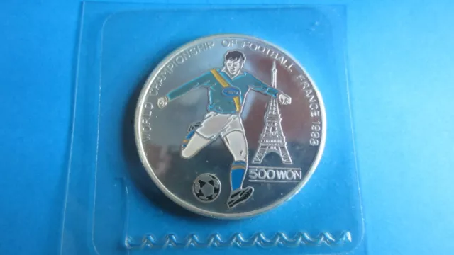 Korea Silber 500 Won 1996 Farbmünze WM 1998 1 Unze in PP angelaufen