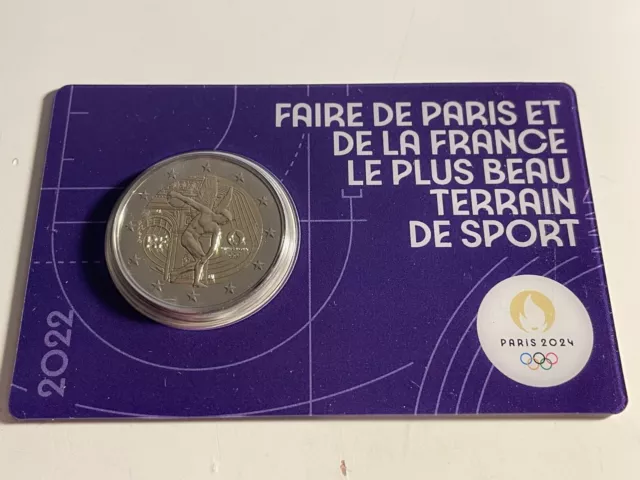 2 Euro France 2022 Jo Violet Jeux Olympiques Commemorative Neuve