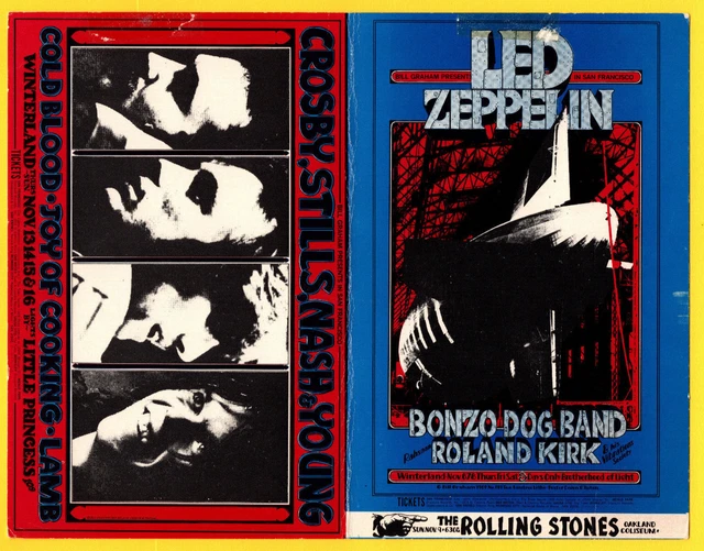 Led ZePPeLin BG199-200 BiLL Graham WinterLand FiLLmore DoubLe 1969 PoStcard