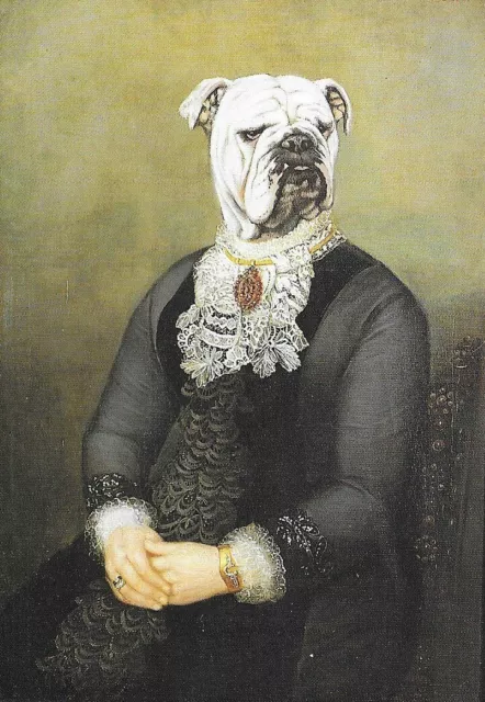 English Bulldog "Girl" - CUSTOM MATTED - Vintage Dog Art Print - Poncelet 0810