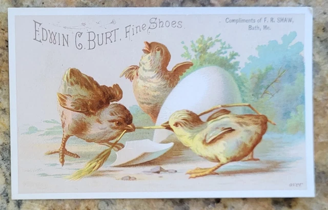 Victorian Trade Card FR Shaw Bath Maine  Edwin Burt Fine Shoes