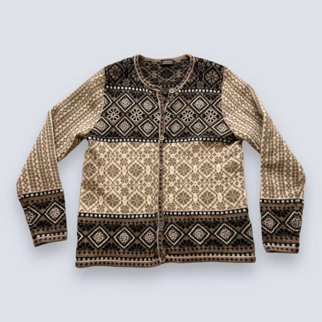 Vintage Frost Norwegian Fair Isle Wool Cardigan Sweater Clasp