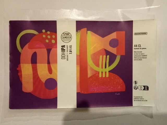 Etiquette de Bière : DDH IPA Mosaic Ekuanot - Br. Cambier - 59 France