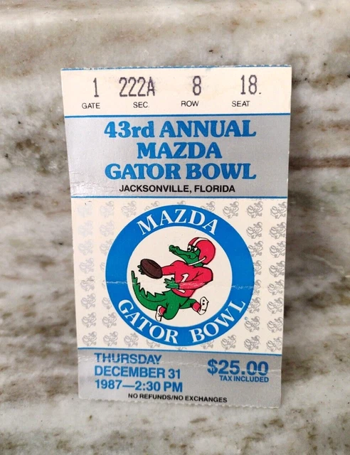 Rare 1987 43rd Mazda Gator Bowl SC Gamecocks vs LSU Used Football Ticket Stub