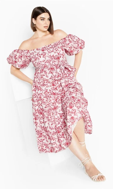 NEW CITY CHIC Scarlet Etched Off Shoulder Allegra Maxi Dress Plus