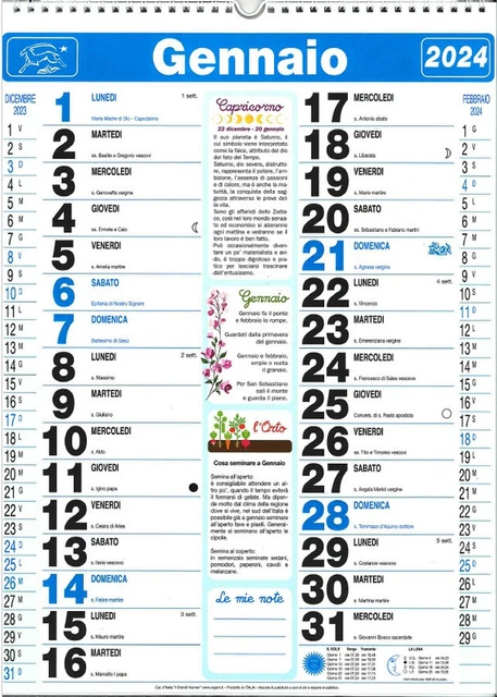 Calendario A4 Grande Stampa 2 Colonne Spirale Rilegato Mese Da - Foto 9