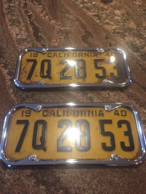 1940 California Pair License Plates Tags