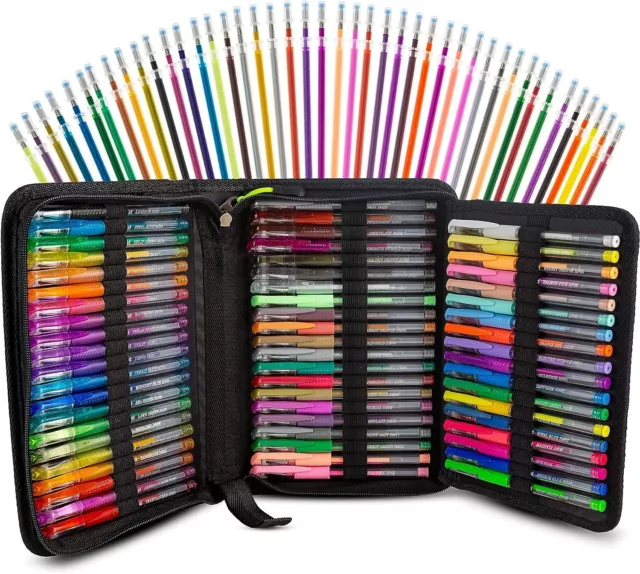120 Color Artist Gel Pen Set includes 28 Glitter Gel Pens 12 Metallic