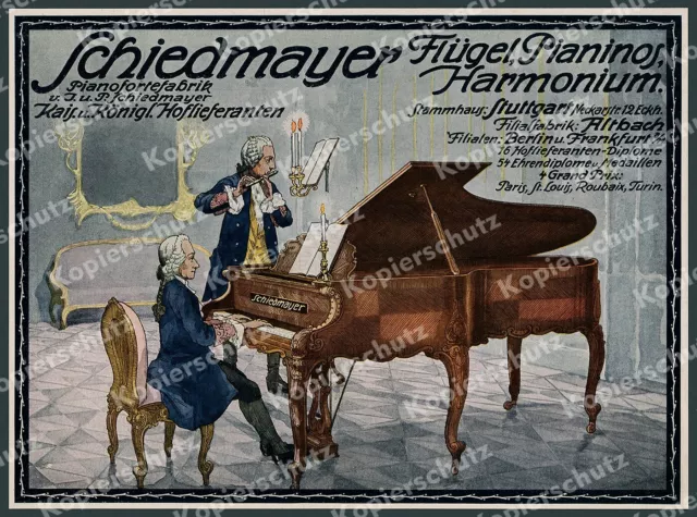 Reklame Schiedmayer Pianofortefabrik Stuttgart Musik Friedrich II Sanssouci 1913