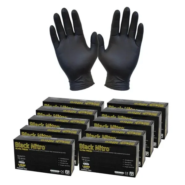 Black Disposable Powder Free Nitrile Gloves Food Industrial Medical Tattoo Spa 2