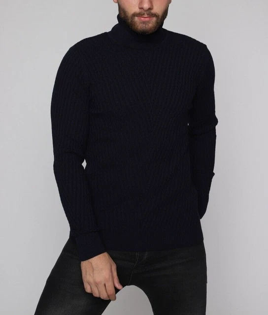Maglione uomo slim fit maglioncino cardigan collo alto dolcevita lupetto da 2XL