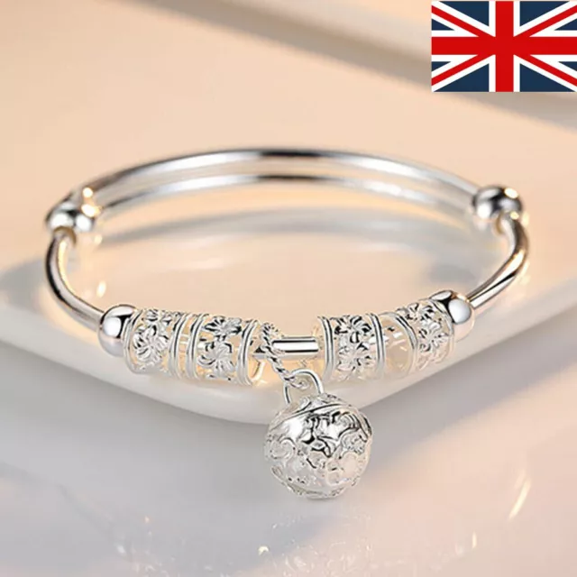 925 Sterling Silver Beaded Bracelet Ladies Women Bangle Charm Jewellery Gift UK