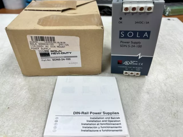 👀 New Sola Hevi-Duty Power Supply 110/220V In 2.6/1.4A 24V Out 5A Sdn 5-24-100