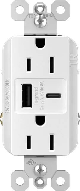 Legrand - Pass & Seymour Outlet with USB Ports - White - Free Shipping - NEW