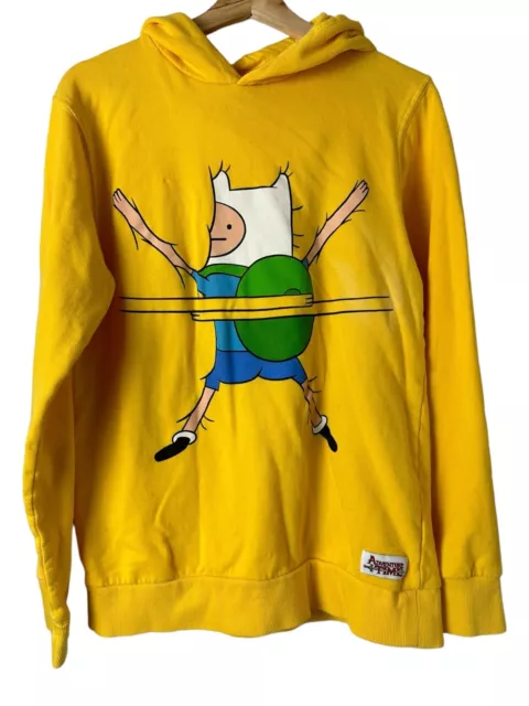 Adventure Time Hoodie Unisex Size Medium Yellow Finn Jake 100% Cotton