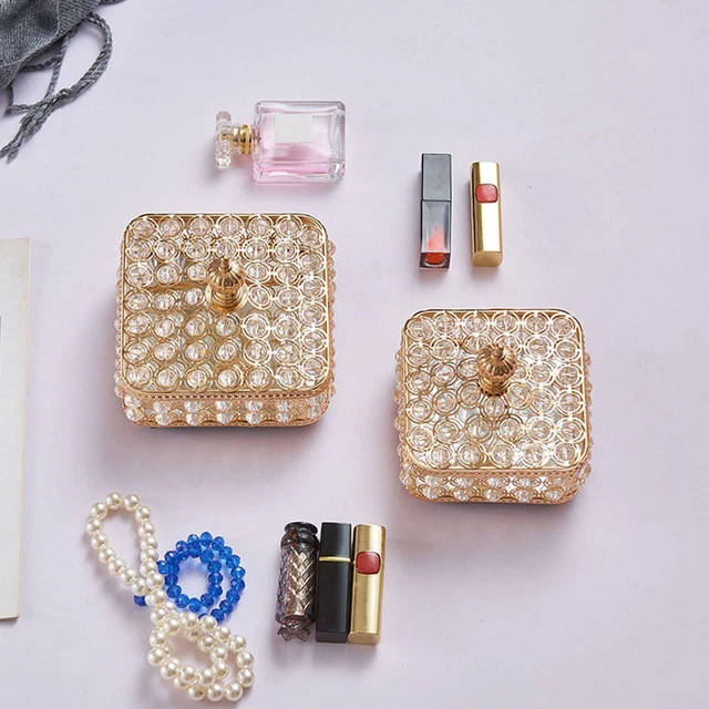 Boîte à Bijoux En Cristal Vintage Organisateur de Bibelots Bagues Boucles