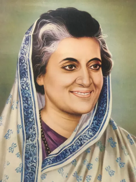 India Vintage Politica Stampa Indira Gandhi 13.75in x 19.5