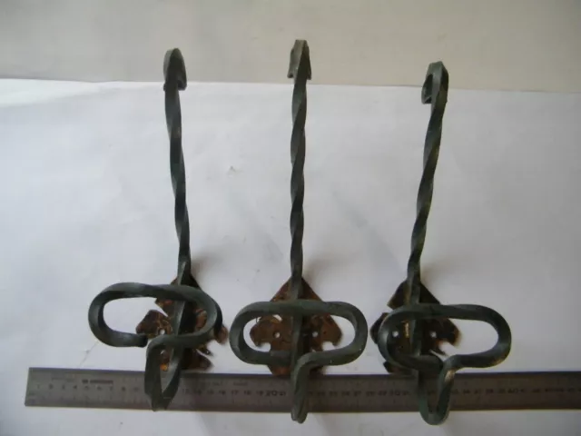 3 Porte Manteaux Anciens En Fer Forge Peint Couleur Bronze Et Dore Deco Loft