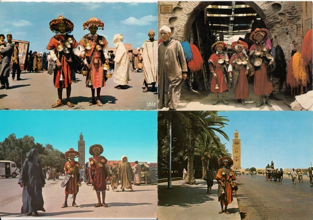 Lot de 4 cartes postales MARRAKECH MAROC MOROCCO porteurs vendeurs d'eau