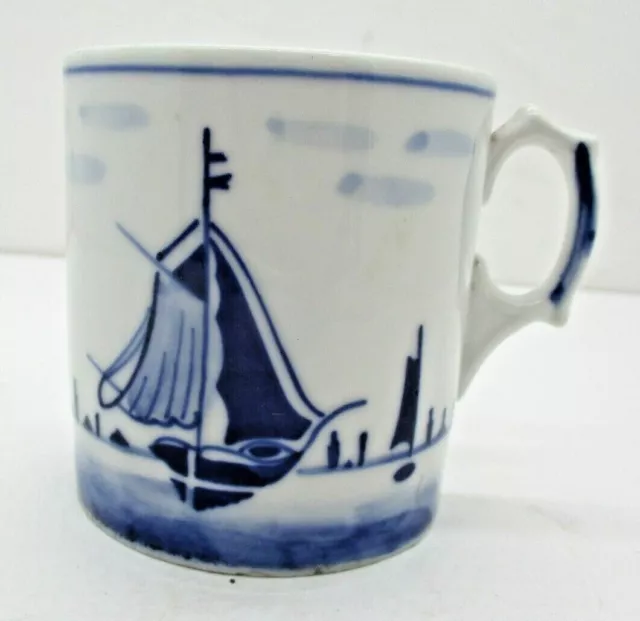Blue and White Delft Style German Sailboat Mug