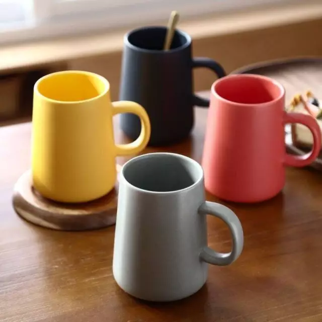 Glazed large ceramic cofffee mugs, Handmade stoneware mugs, 450 ml