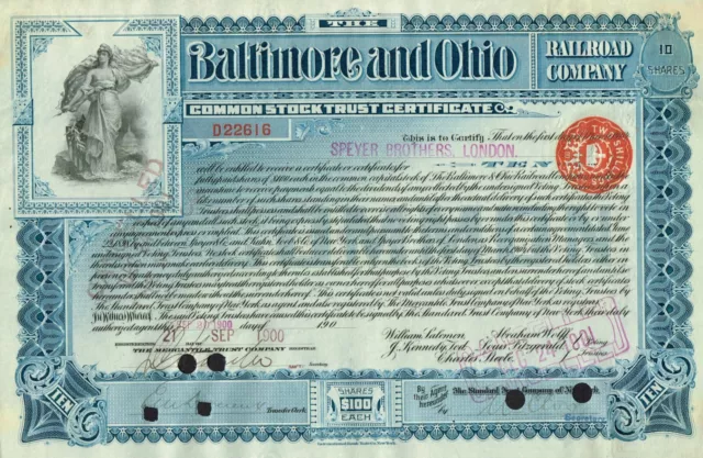 USA BALTIMORE AND OHIO RAILROAD COMPANY stock certificate/bond