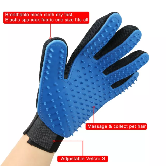Pet Hair Gloves Brush Remover 1 Pair Dog Cat Comb Fur Mitt Massage Grooming Bath 5