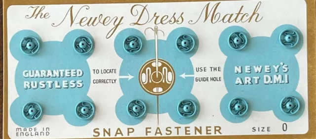 Newey Dress Match Snap Fastener (Cadet Blue) Various Sizes - Made in UK