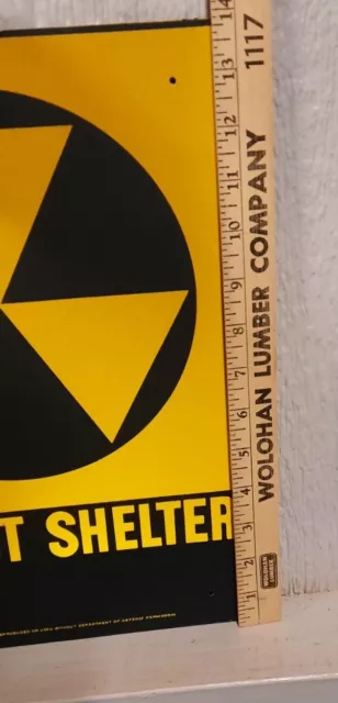 Vtg Original 1960s Fallout Shelter Sign NOS, New old Stock, Minor Imperfections 3