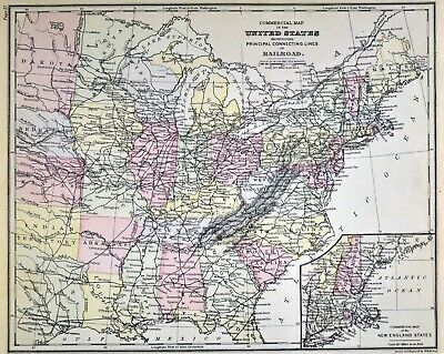 1882 Cowperthwait Map Eastern United States Railroads New England South Midwest 2