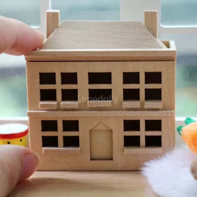 DIY Miniatures Dollhouse Mini House Unpainted for OB11 BJD Doll Accessories Toy