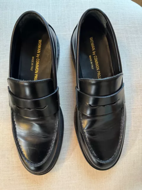 Women’s Black Leather common projects Penny Loafers-Very Gently Used Size 39 EU