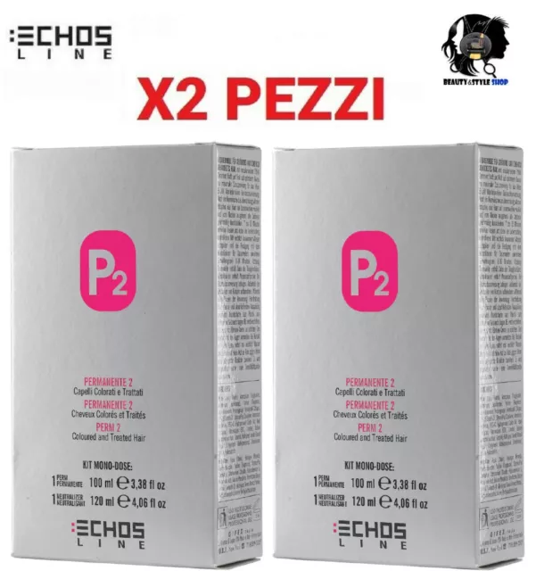 2X Echos Line P2 Permanente Kit Monodose Capelli Colorati E Trattati 100+120Ml