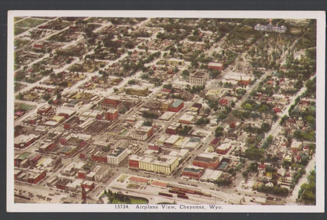 border postcard - Airplane (aerial) View, Cheyenne, Wyoming