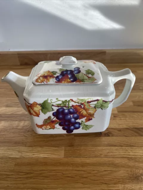 Early 1930's Ringtons Teapot Maling Ware Fruit Design Vintage Art Deco OH