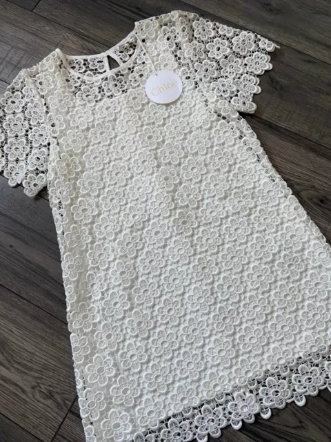 Chloé Girls Guipure Lace Dress Age 10 Years Retail £550 Bnwt